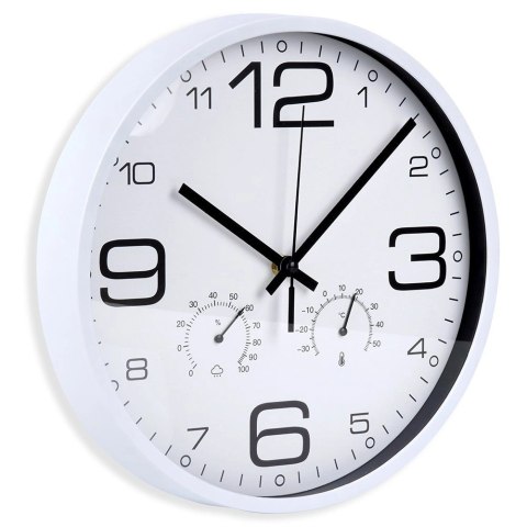 Zegar ścienny biały z termometrem higrometrem 30 cm Zegar ścienny biały z termometrem higrometrem 30 cm