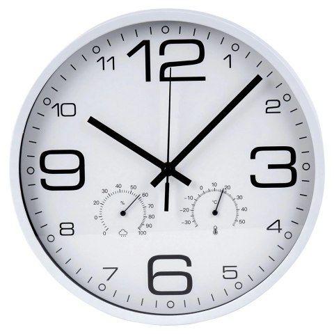 Zegar ścienny biały z termometrem higrometrem 30 cm Zegar ścienny biały z termometrem higrometrem 30 cm