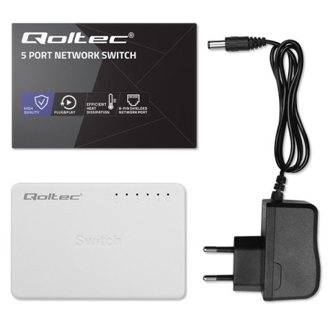 Qoltec SWITCH Przełącznik sieciowy 5 x port RJ45 | 1000Mbps | LAN