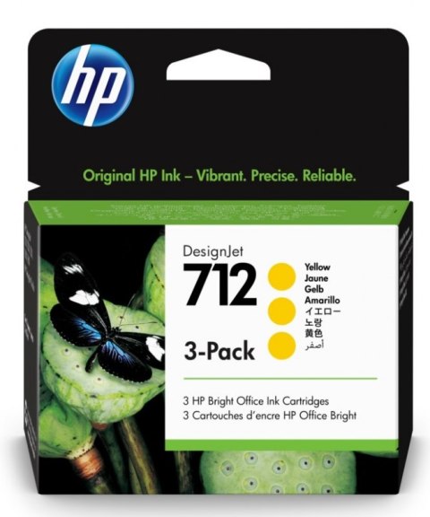 Tusz HP 712 3-Pack 29-ml Yellow 3ED79A Tusz HP 712 3-Pack 29-ml Yellow 3ED79A