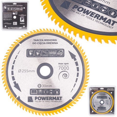 Tarcza Ostrze do Cięcia Drewna Widiowa Stalowa Solidna POWERMAT 255 mm Tarcza Ostrze do Cięcia Drewna Widiowa Stalowa Solidna POWERMAT 255 mm