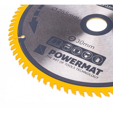 Tarcza Ostrze do Cięcia Drewna Widiowa Stalowa Solidna POWERMAT 255 mm Tarcza Ostrze do Cięcia Drewna Widiowa Stalowa Solidna POWERMAT 255 mm