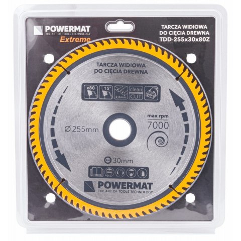 Tarcza Ostrze do Cięcia Drewna Widiowa Stalowa Solidna POWERMAT 255 mm Tarcza Ostrze do Cięcia Drewna Widiowa Stalowa Solidna POWERMAT 255 mm