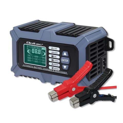 Ładowarka mikroprocesorowa Qoltec z testerem baterii i funkcją naprawy 12V | 6A | LCD | Prostownik do akumulatora AGM LiFePO4 GE Ładowarka mikroprocesorowa Qoltec z testerem baterii i funkcją naprawy 12V | 6A | LCD | Prostownik do akumulatora AGM LiFePO4 GE