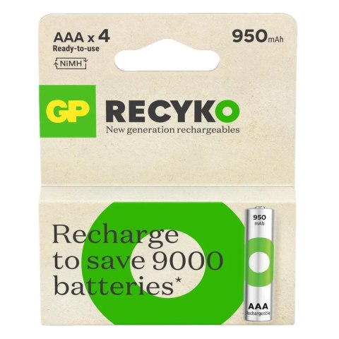 Akumulatorki AAA/R03 GP ReCyko Ni-MH 950mAh - 4 sztuki Akumulatorki AAA/R03 GP ReCyko Ni-MH 950mAh - 4 sztuki