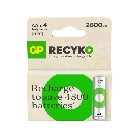 Akumulatorki AA/R6 GP ReCyko Ni-MH 2600mAh - 4 sztuki Akumulatorki AA/R6 GP ReCyko Ni-MH 2600mAh - 4 sztuki