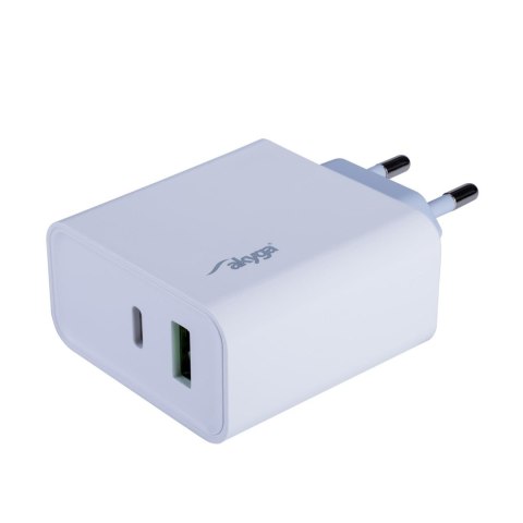 Ładowarka sieciowa Akyga AK-CH-14 45W USB-A + USB-C PD Quick Charge 3.0 5-20V / 2.25-3A biała Ładowarka sieciowa Akyga AK-CH-14 45W USB-A + USB-C PD Quick Charge 3.0 5-20V / 2.25-3A biała
