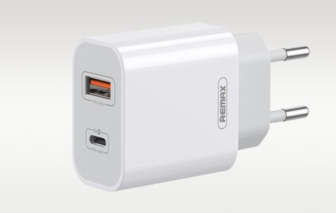 Ładowarka sieciowa Remax, RP-U68, USB-C, USB, 20W (biała) + kabel Lightning Ładowarka sieciowa Remax, RP-U68, USB-C, USB, 20W (biała) + kabel Lightning