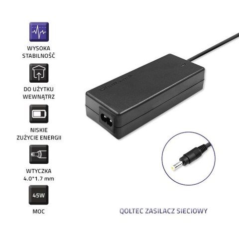 Zasilacz Qoltec 51509.45W do notebooka Lenovo (20 V; 2,25 A; 45W; 4 mm x 1.7 mm) Zasilacz Qoltec 51509.45W do notebooka Lenovo (20 V; 2,25 A; 45W; 4 mm x 1.7 mm)