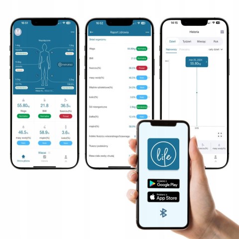Waga łazienkowa analityczna 15 parametrów Apple Health Google Fit SCALA WEBBER Waga łazienkowa analityczna 15 parametrów Apple Health Google Fit SCALA WEBBER
