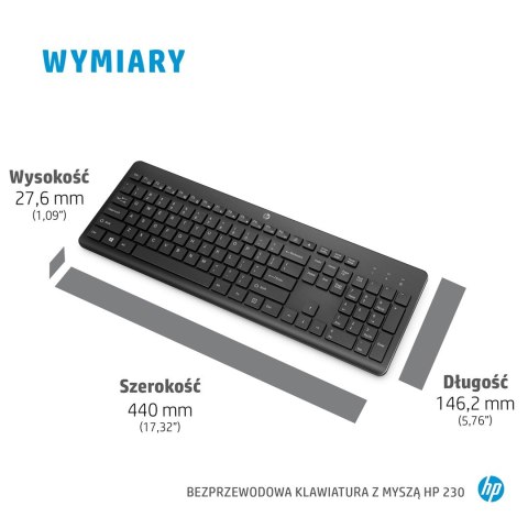 Zestaw klawiatura + mysz HP 230 Wireless Mouse and Keyboard Combo bezprzewodowe białe 3L1F0AA Zestaw klawiatura + mysz HP 230 Wireless Mouse and Keyboard Combo bezprzewodowe białe 3L1F0AA