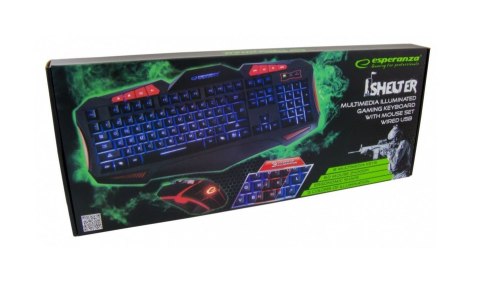 Zestaw klawiatura + mysz membranowa Esperanza EGK3000 (USB 2.0; kolor czarny; optyczna) Zestaw klawiatura + mysz membranowa Esperanza EGK3000 (USB 2.0; kolor czarny; optyczna)