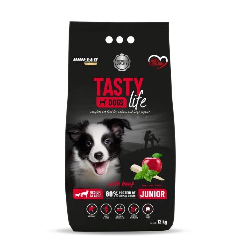 BIOFEED TASTY DOGS LIFE JUNIOR M&L WITH BEEF 12KG BIOFEED TASTY DOGS LIFE JUNIOR M&L WITH BEEF 12KG