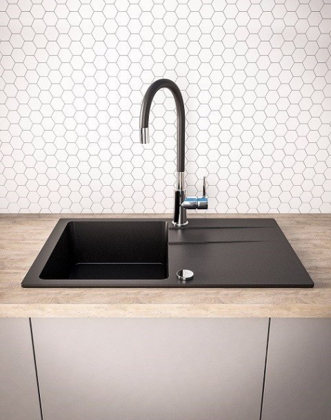 Czarny zestaw zlew z baterią - zlewozmywak Maidsinks Bali (62x44) 1B 1D czarny + Bateria Lungo czarna Czarny zestaw zlew z baterią - zlewozmywak Maidsinks Bali (62x44) 1B 1D czarny + Bateria Lungo czarna