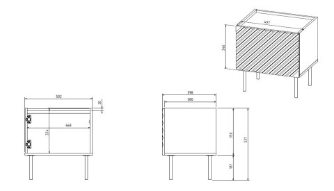 Szafka nocna ONDA 2szt. 50x40x54 czarny Szafka nocna ONDA 2szt. 50x40x54 czarny