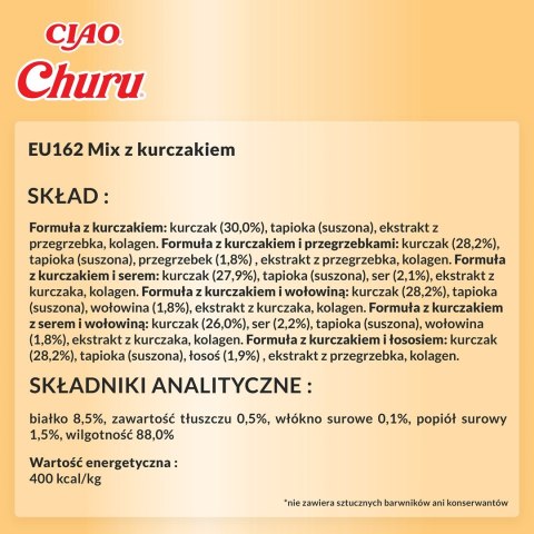 INABA CAT CHURU VARIETIES - kurczak - przysmak dla kota 60 x 14 g INABA CAT CHURU VARIETIES - kurczak - przysmak dla kota 60 x 14 g