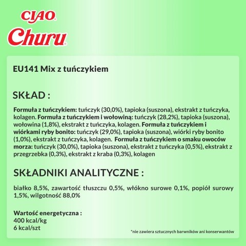 INABA CAT CHURU VARIETIES tuńczyk - przysmak dla kota 40x14 g INABA CAT CHURU VARIETIES tuńczyk - przysmak dla kota 40x14 g