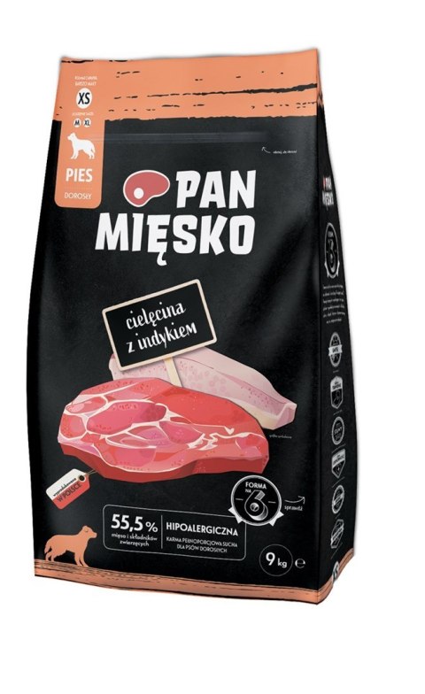 PAN MIĘSKO Cielęcina z indykiem (dorosły) chrupki XS - Karma sucha dla psa - 9kg PAN MIĘSKO Cielęcina z indykiem (dorosły) chrupki XS - Karma sucha dla psa - 9kg