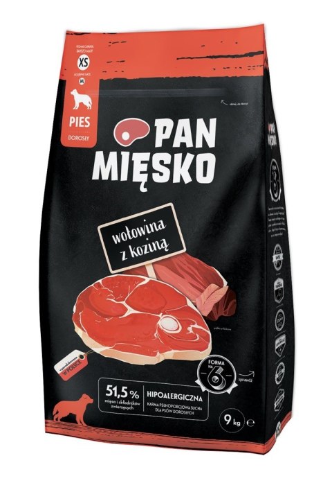 PAN MIĘSKO Wołowina z koziną (dorosły) chrupki XS - Karma sucha dla psa - 9kg PAN MIĘSKO Wołowina z koziną (dorosły) chrupki XS - Karma sucha dla psa - 9kg