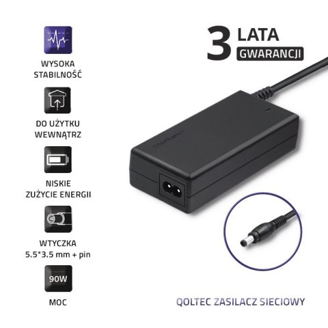 Zasilacz Qoltec 50089.90W do notebooka Samsung (19 V; 4,74 A; 90W; 5.5 mm x 3.5 mm) Zasilacz Qoltec 50089.90W do notebooka Samsung (19 V; 4,74 A; 90W; 5.5 mm x 3.5 mm)