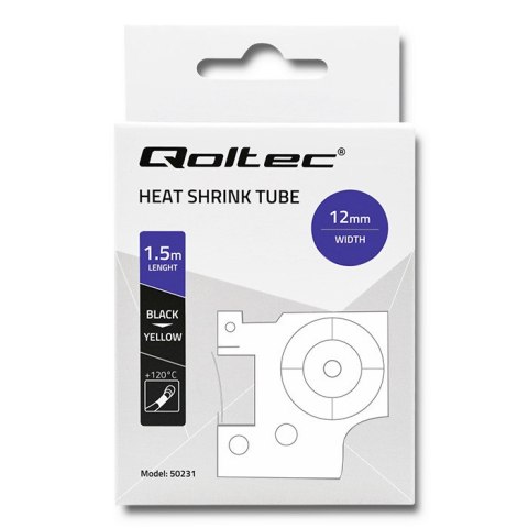 Qoltec Rurka termokurczliwa do drukarek DYMO D1/DM1 | 12mm*1.5m | Żółta | Czarny nadruk Qoltec Rurka termokurczliwa do drukarek DYMO D1/DM1 | 12mm*1.5m | Żółta | Czarny nadruk