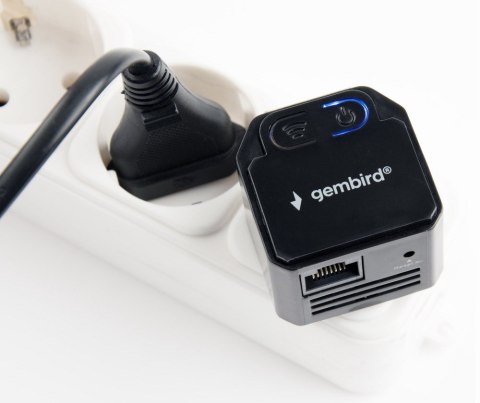 GEMBIRD WIFI REPEATER MINI WNP-RP300-03-BK B/G/N300 + GNIAZDO RJ45, DO GNIAZDKA 230V, CZARNY GEMBIRD WIFI REPEATER MINI WNP-RP300-03-BK B/G/N300 + GNIAZDO RJ45, DO GNIAZDKA 230V, CZARNY