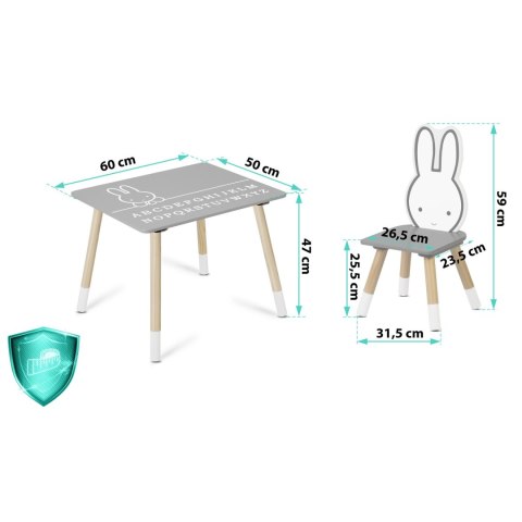 STOLIK Z DWOMA KRZESEŁKAMI DLA DZIECI RICOKIDS RC-847 KRÓLICZEK