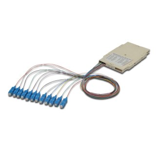 Tacka/Kaseta DIGITUS spawów światłowodowych z 12 kolorowymi pigtailami SC (UPC), MM OM3 50/125, 2m, LSZH