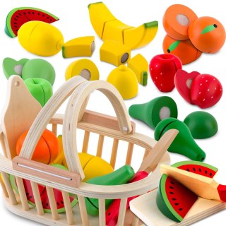 DREWNIANA ZABAWKA KOSZYK Z OWOCAMI DO KROJENIA 9 SZT RK-870 RICOKIDS