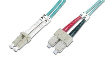 Kabel krosowy (patchcord) DIGITUS światłowodowy LC/SC, dplx, MM 50/125, OM3, LSOH, 3m, turkusowy Kabel krosowy (patchcord) DIGITUS światłowodowy LC/SC, dplx, MM 50/125, OM3, LSOH, 3m, turkusowy