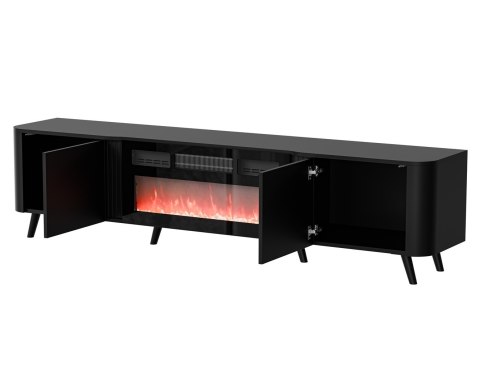 Szafka RTV VOLARE 200x39x49 czarny mat + kominek Szafka RTV VOLARE 200x39x49 czarny mat + kominek