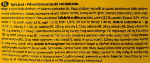 Josera JosiDog Agilo Sport karma sucha dla psa 15kg Josera JosiDog Agilo Sport karma sucha dla psa 15kg