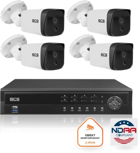 Zestaw monitoringu IP BCS Ultra 4x Kamera BCS-U-TIP35FSR3 Rejestrator Dysk 6TB Ultra zgodny z NDAA Zestaw monitoringu IP BCS Ultra 4x Kamera BCS-U-TIP35FSR3 Rejestrator Dysk 6TB Ultra zgodny z NDAA