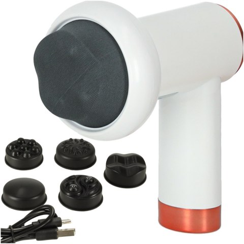 Pistolet do masażu masażer do pleców ciała karku wyszczuplający 9w1 biały Pistolet do masażu masażer do pleców ciała karku wyszczuplający 9w1 biały