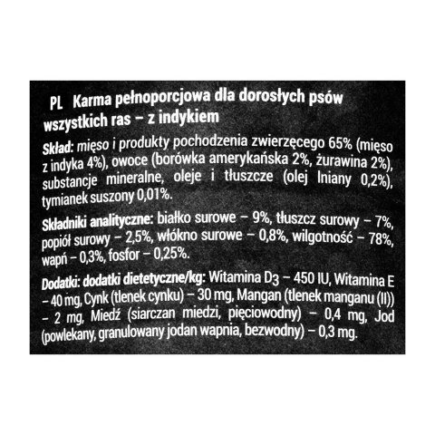 DOLINA NOTECI Rafi z indykiem, żurawiną i borówką - mokra karma dla psa - 400g DOLINA NOTECI Rafi z indykiem, żurawiną i borówką - mokra karma dla psa - 400g