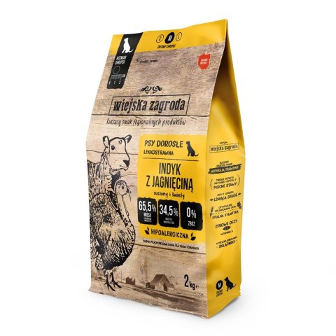 WIEJSKA ZAGRODA indyk z jagnięciną - sucha karma dla psów dorosłych - 2 kg WIEJSKA ZAGRODA indyk z jagnięciną - sucha karma dla psów dorosłych - 2 kg