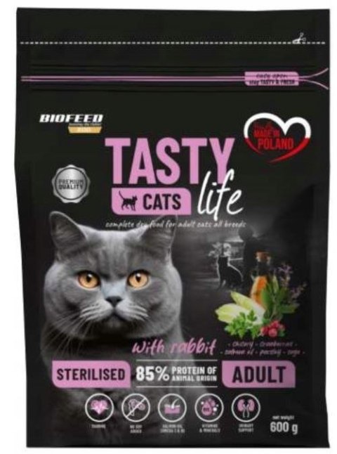 BIOFEED TASTY CATS LIFE STERILISED WITH RABBIT 600G BIOFEED TASTY CATS LIFE STERILISED WITH RABBIT 600G