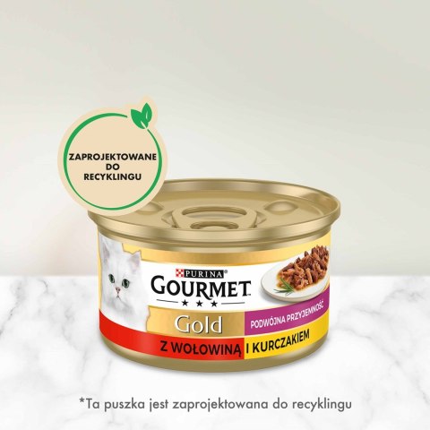 GOURMET GOLD Wołowina z kurczakiem mix kawałków na parze i w sosie 85g