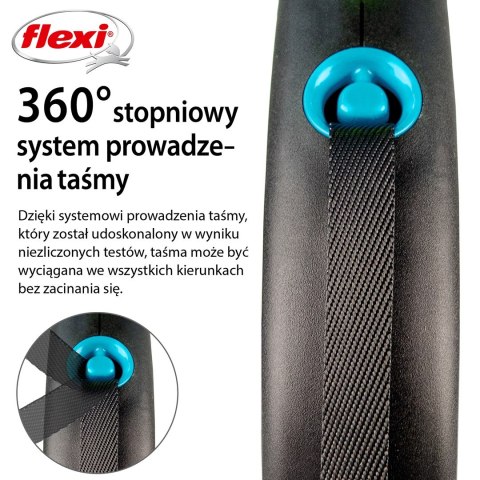 Smycz flexi automatyczna Black Design S taśma 5 m - dla psa do 15 kg, kolor niebieski Smycz flexi automatyczna Black Design S taśma 5 m - dla psa do 15 kg, kolor niebieski