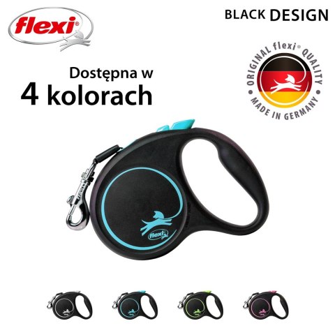 Smycz flexi automatyczna Black Design S taśma 5 m - dla psa do 15 kg, kolor niebieski Smycz flexi automatyczna Black Design S taśma 5 m - dla psa do 15 kg, kolor niebieski