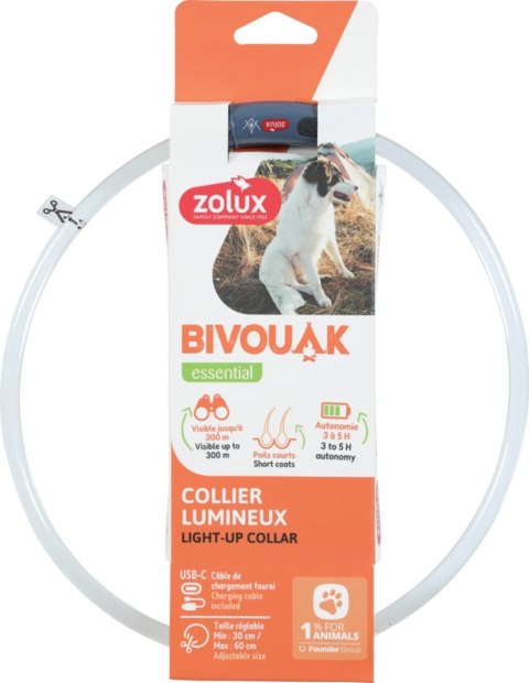ZOLUX Obroża LED silikon BIVOUAK przez. nieb ZOLUX Obroża LED silikon BIVOUAK przez. nieb