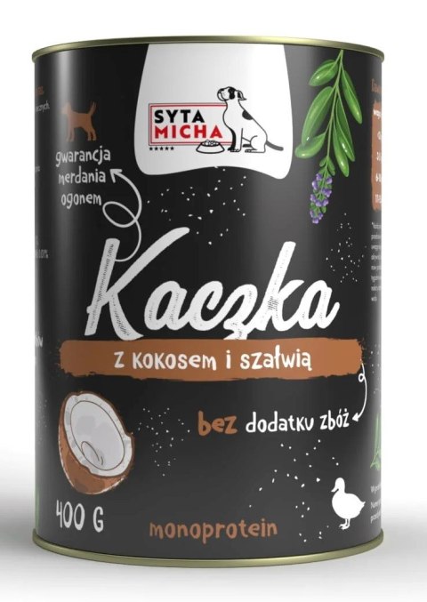 SYTA MICHA mokra psów kaczka z kokosem i szałwią 400g pies SYTA MICHA mokra psów kaczka z kokosem i szałwią 400g pies