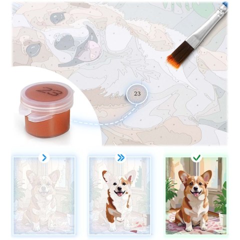 OBRAZ DO MALOWANIA PO NUMERACH 40X50 CM MASSIDO PIESEK CORGI