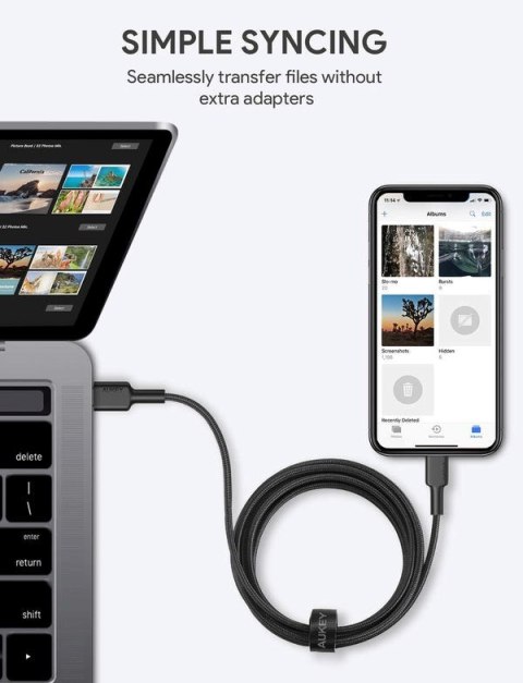 AUKEY CB-CL03 NYLONOWY KABEL USB C-LIGHTNING 2M PD AUKEY CB-CL03 NYLONOWY KABEL USB C-LIGHTNING 2M PD