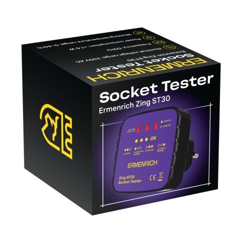 Tester do gniazd sieciowych Ermenrich Zing ST30 Tester do gniazd sieciowych Ermenrich Zing ST30