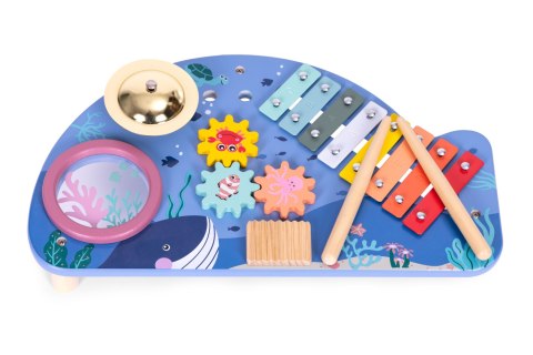 STOLIK Z INSTRUMENTAMI STÓŁ MUZYCZNY CYMBAŁKI TALERZ PERKUSYJNY TARKA MOTYW MORSKI ECOTOYS STOLIK Z INSTRUMENTAMI STÓŁ MUZYCZNY CYMBAŁKI TALERZ PERKUSYJNY TARKA MOTYW MORSKI ECOTOYS