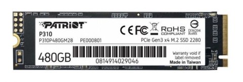 Dysk SSD M.2 PATRIOT P310 PCIe m.2 SSD 480 GB P310 (M.2 2280″ /480 GB /PCIe Gen3 x4 /1700MB/s /1500MB/s) Dysk SSD M.2 PATRIOT P310 PCIe m.2 SSD 480 GB P310 (M.2 2280″ /480 GB /PCIe Gen3 x4 /1700MB/s /1500MB/s)