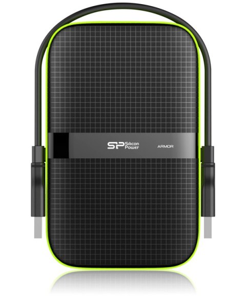 Dysk twardy zewnętrzny SILICON POWER Armor A60 1 TB Czarno-zielony SP010TBPHDA60S3K Dysk twardy zewnętrzny SILICON POWER Armor A60 1 TB Czarno-zielony SP010TBPHDA60S3K