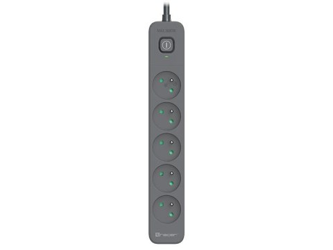 Listwa zasilająca przeciwprzepięciowa Tracer PowerLine+ 3m, 5 gniazd, wyłącznik Listwa zasilająca przeciwprzepięciowa Tracer PowerLine+ 3m, 5 gniazd, wyłącznik