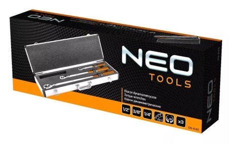 Zestaw kluczy dynamometrycznych dwukierunkowych Neo Tools 1/4", 3/8", 1/2", 3 sztuki Zestaw kluczy dynamometrycznych dwukierunkowych Neo Tools 1/4", 3/8", 1/2", 3 sztuki